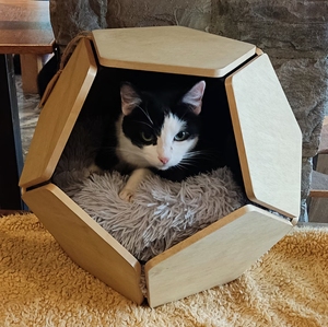 Nuevo diseño, cueva geométrica desmontable para mascotas, muebles de madera para mascotas para perros, gatos, jaula de madera de pino - Product Image 4