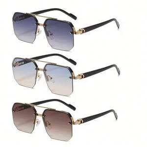 Gafas de Sol de Metal Vintage para Hombre, Diseño Personalizado con Logotipo 2025, Protección UV400, Montura Cuadrada de Media Montura, Gafas de Sol para Conducir - Product Image 1