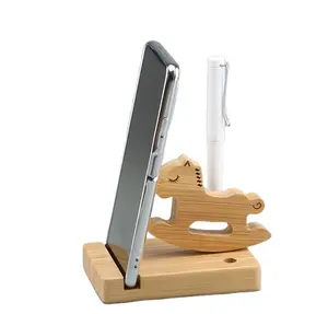 OEM 사용자 정의 조랑말 디자인 펜 스탠드 장식 테이블 사용 나무 휴대 전화 I-패드 홀더