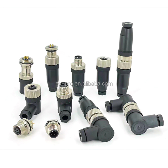M12 B Coded 5-Pin Female Connector Waterproof Field Wireable Straight Copper Assembly Brass Contact Material DIN Automotive IP67