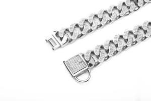 Collar de cadena de eslabones cubanos con diamantes de imitación, Collar de acero inoxidable para entrenamiento de perros, joyería de correa resistente - Product Image 6