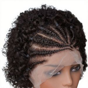 Pelucas trenzadas al por mayor con encaje frontal transparente 13x4 para mujeres afroamericanas, trenzas cornrow hechas a mano, pelucas de cabello humano sin pegamento - Product Image 2