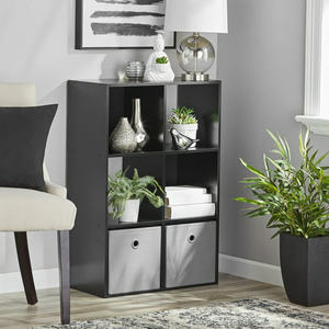 Étagère de rangement à 6 cubes, bibliothèque à 3 niveaux, meuble de salon, chambre à coucher, étagère de présentation, bureau à domicile, étagère en bois moderne, noir - Product Image 3