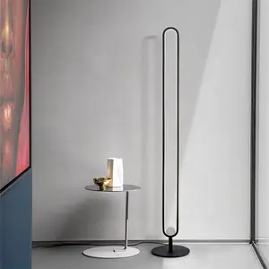 U şekli lineer ayakta lamba oturma odası kısılabilir LED zemin lambası