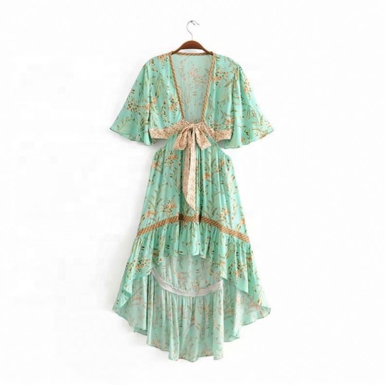 In Stock Green Gypsy Dress Cotton Print Design | Alibaba.com