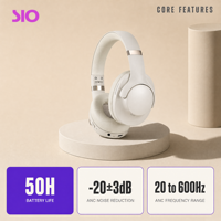 Casque audio supra-auriculaire filaire et sans fil IP65 étanche, 55H d'autonomie, réduction active du bruit ANC -43dB, transducteur en titane 40mm, HIFI, AUX