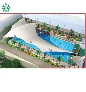 Vente directe : Tente à membrane tendue, auvent, système de toiture en tissu imperméable avec structure en acier, pour couverture de piscine - Product Image 3