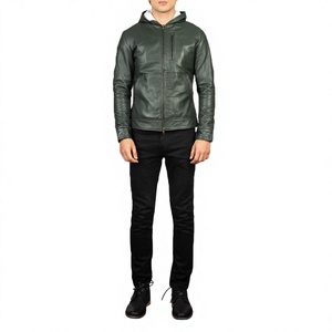 Chaqueta de Cuero PU sin Capucha para Hombre de ELYSIAN INDUSTRIES, Cierre Frontal con Cremallera, Color Sólido, Corte Ajustado, Ropa de Invierno, 100% Cuero - Product Image 6