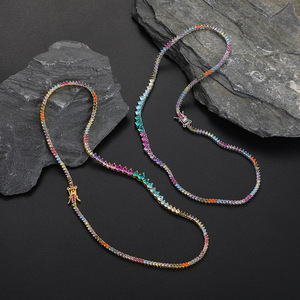 Three Claws Gradual Change Size Color Zircon Tennis Necklace Personality Chain Hip Hop Tanjing Fashion Lijing Necklace - Product Image 2