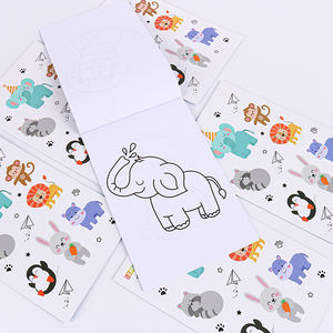 قارئ كتب حيوانات ملونة صغيرة قابلة للتخصيص نمط كارتوني ورقي للرسم على الجدران كتاب تلوين للتعرف على الأطفال - Product Image 1