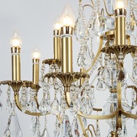 Lustre en cristal et laiton de style français, luminaire suspendu vintage de style bougie américaine pour salon, salle à manger, chambre à coucher