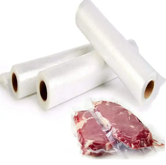 Modern Nylon PE food vacuum roll 28cmX5m 2 rolls BPA free seal food embossed vacuum bag roll premium quality