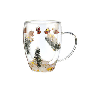 Vente en gros de tasses à café en verre borosilicate à double paroi avec poignées, logo personnalisé, tasses créatives de Noël - Product Image 3