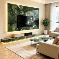 Dalles de marbre vert avocat foncé de luxe naturel, polies, de qualité supérieure, pour décoration murale moderne de salon et crédence TV