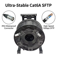 Cable Ethernet Industrial Cat6A SFTP en Carrete, 10Gbps, Resistente, Grado Profesional, IP67, Conectores RJ45 Impermeables, Núcleo de Cobre