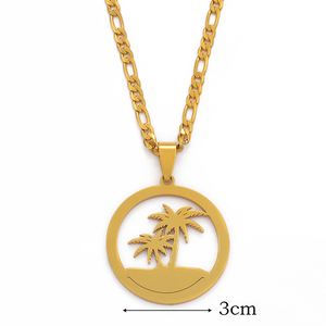 Pingente Redondo de Árvore de Coco Anniyo e Colares para Mulheres e Homens, Joias da Ilha do Havai Guam # 078821 - Product Image 2