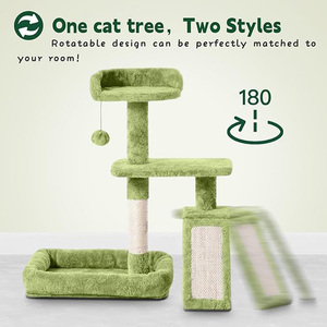 Hersteller Custom Luxus Großer Kratz baum Turm Hochleistungs-Woll kratzer Grüner Plüsch Moderner Stil für mehrere Katzen Großhandel - Product Image 2