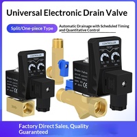 Vanne de purge électronique pour compresseur d'air 220V avec contrôleur de minuterie, électrovanne automatique 4 points pour réservoir d'eau et purge de pompe à air