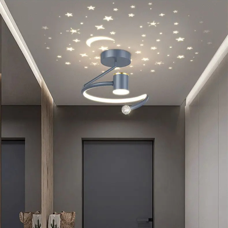 Modern Gray LED Ceiling Lamps for Bedroom Checkroom Living Room Hallway Versatile Minimalist Square Design AC Power Source