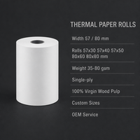Kertas Thermal Gulungan untuk Mesin Tiket 35-80GSM 100% Pulp Kayu Inti Kertas OEM Cetak Grosir