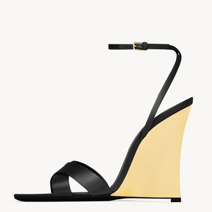 Nouveaux modèles de sandales à talons compensés hauts pour femmes, à bout ouvert pointu, avec boucles à la cheville et brides croisées, style habillé - Product Image 2