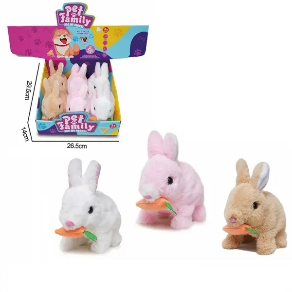 B/O Brinquedo de pelúcia coelho macio brinquedo animal de desenho animado com som para crianças