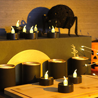 Bougies LED à piles, effet flamme vacillante, mini-lumières, coque en plastique noir, décoration intérieure de Noël