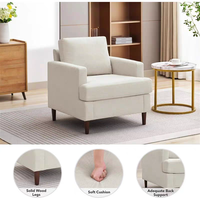 Fauteuil d'appoint moderne rembourré avec coffre de rangement, fauteuil individuel en tissu pour salon et chambre