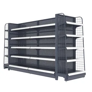 Metal shopping dubai pricing grocery advertising double sided shelf display rack for supermarket convenience store mall