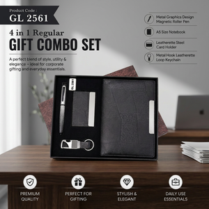 Modern Executive Stationery Gift Set With A5 Notebook <b>Metal</b> Writing Pen <b>Card</b> <b>Holder</b> And Keyring For Office Gifting Daily - Product Image 3