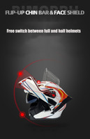 Casque de moto modulaire professionnel certifié DOT en ABS, casque de moto de rue relevable avec double visière solaire, casque de course avec grande aileron arrière
