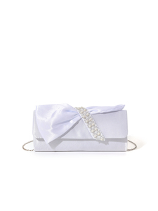 Pochette de Soirée Carrée Élégante en Satin avec Nœud Papillon, Perles et Strass, Collection 2025 – Nouveauté Designer Haut de Gamme pour Demoiselle d'Honneur et Mariage - Product Image 4