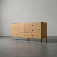 Commode en bois moderne française MYHOME, coiffeuse antique à 6 tiroirs, meuble de chambre en chêne massif