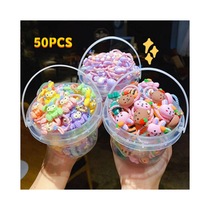 Lot de 50 élastiques à cheveux pour enfants, motifs de dessins animés, accessoires pour cheveux d'enfants - Product Image 1