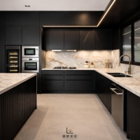 Lemari Dapur Kayu Solid Gaya Modern Multi-Fungsi Buatan Khusus Lemari Dapur Mewah Furnitur Lemari Dapur Marmer