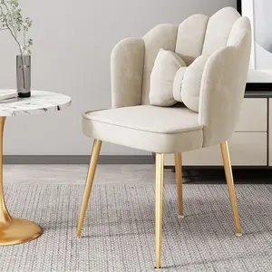 Diseño moderno de forma de flor, cómodo sillón de terciopelo con mechones, sillas de sala de estar de terciopelo - Product Image 1