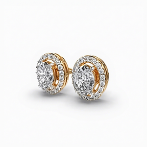 2ct Oval Lab Grown Diamond <b>Earrings</b> E VS1 14k Gold Oval <b>Halo</b> Stud - Product Image 1