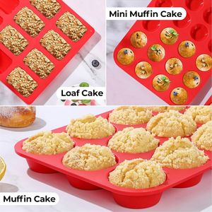 MUYULINS Factory 12/24 Cup LFGB Platinum Grade Non-Stick BPA-Free Standard Silicone Brownie Cupcake Pan Muffin <b>Tin</b> <b>Cake</b> Baking - Product Image 5
