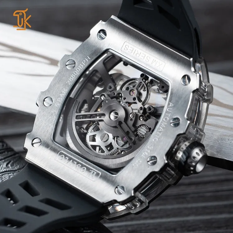 SANYIN Silver Dragon Mechanical Watches Oem Custom Luxury Barrel Stainless Steel Skeleton Automatic Watches For Men Manufacturer