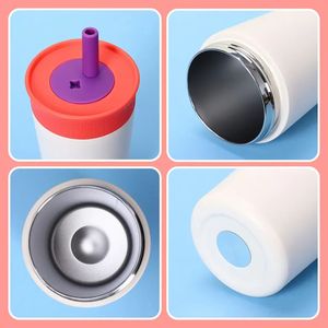 Tumbler Sedotan Stainless Steel Terisolasi Warna Kontras Lucu, Cangkir Kopi Air Vakum <span class=keywords><strong>Reusable</strong></span> untuk Perjalanan Sehari-hari, Logo Custom - Product Image 6