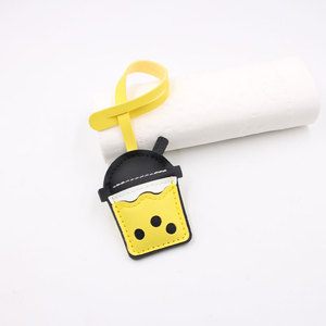 Chaveiro de Bolsa em Formato de Copo de Chá de Leite Boba com Pérolas, Mini, Fofo, em Couro PU, Acessório de Joalheria e Brinquedo - Product Image 4