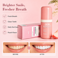 Tablettes de dentifrice au bicarbonate de soude saveur pêche personnalisées OEM avec probiotiques pour l'hygiène buccale et granulés de rinçage buccal