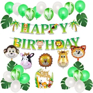 Джунгли сафари тема День Рождения принадлежности сувениры украшения для детей мальчиков День рождения Baby Shower Вечеринка День рождения воздушные шары в виде животных