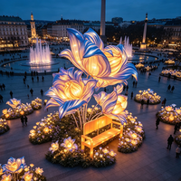 Ensemble de lanternes géantes en forme de fleurs pour l'extérieur, éclairage décoratif festif pour les places de ville et les événements