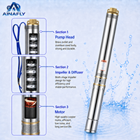 Pompe submersible pour puits profond Fly 4SDM4/28 AC, 4 pouces, monophasée 220V, 4m³/h, 28 étages, en acier inoxydable
