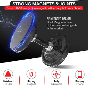 Diskon besar 360 dudukan telepon mobil magnetis ganda logam dapat diputar dengan mudah dipasang penyangga Gym operasi satu tangan aksesoris Interior - Product Image 2