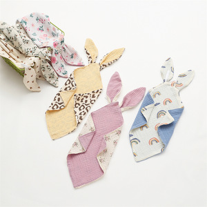 ผ้าห่มผ้าฝ้ายมัสลินสำหรับเด็กแรกเกิดผ้าห่มนุ่มสบายพร้อมของเล่นหูกระต่ายเพื่อความปลอดภัยของทารก100% - Product Image 3