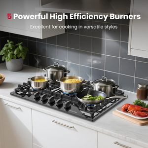 Table de cuisson au gaz propane <span class=keywords><strong>GASLAND</strong></span> 30 pouces noire à 5 brûleurs, allumage automatique, protection par thermocouple, surface émaillée, encastrable/à brancher - Product Image 4