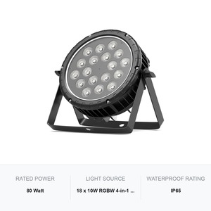 ไฟพาร์ LED 18x10W RGBW 80W IP65 ควบคุมด้วย DMX512 CRI90 ตัวเรือนอลูมิเนียมอัลลอยด์ สำหรับงานกลางแจ้งและเวที - Product Image 5
