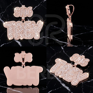 Pass Diamond <b>Tester</b> Vvs Moissanite 3D Name Pendant Men Custom Iced Out Baguette Diamond Hip Hop Style Letter Pendant Jewelry - Product Image 2